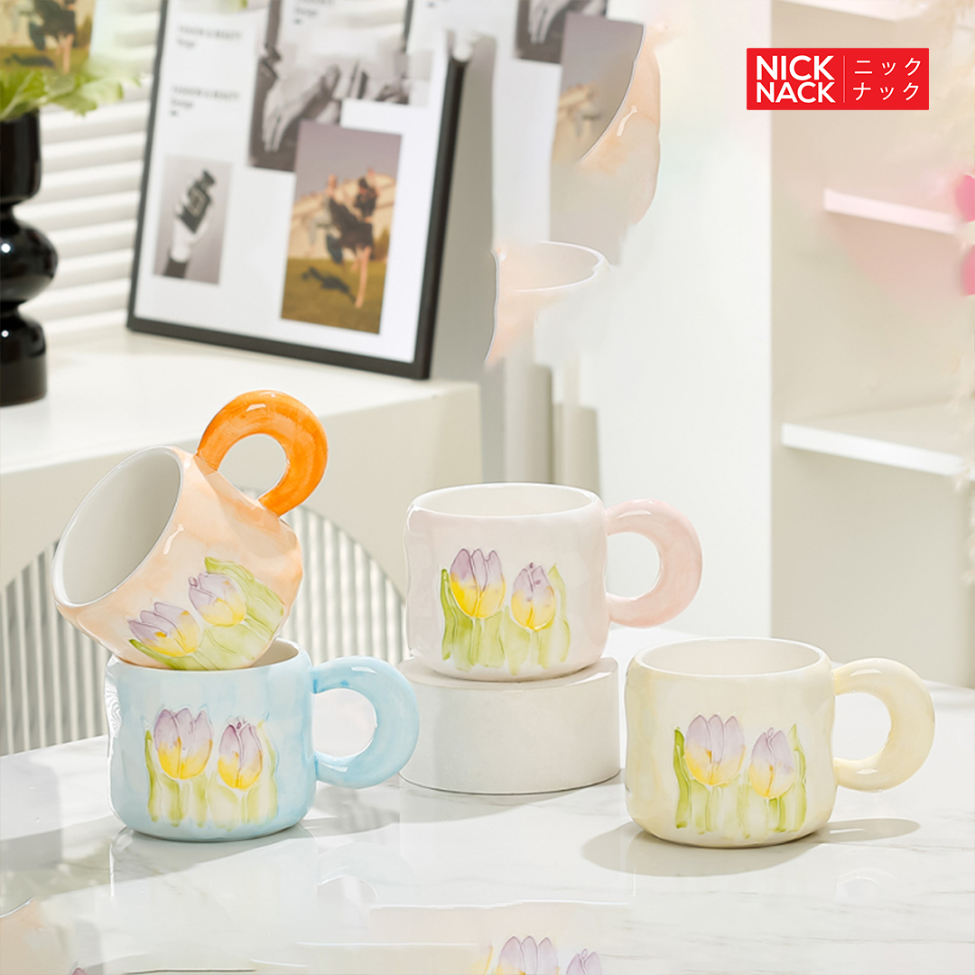 500mL/16.90fl.oz. Romantic Flower Series Tulip Ceramic Cup – NICKNACK-SL