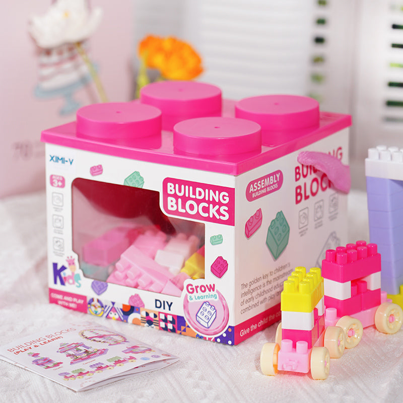 Large Building Blocks 100 Pieces with Storage Box (Pink) – NICKNACK-SL